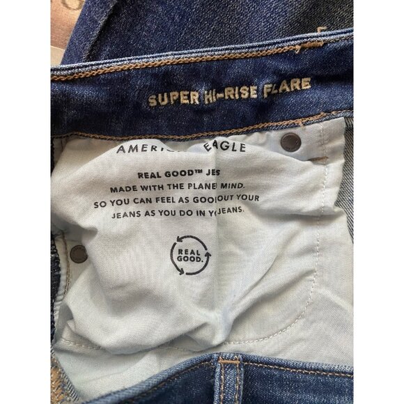 American Eagle Jeans Womens Size 14 Super High Rise Flare Stretch Denim - Picture 9 of 13
